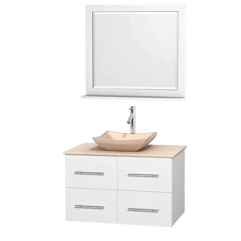 Wyndham Collection Centra 36" Single Bathroom Vanity Set for Vessel Sink - Matte White WC-WHE009-36-SGL-VAN-WHT