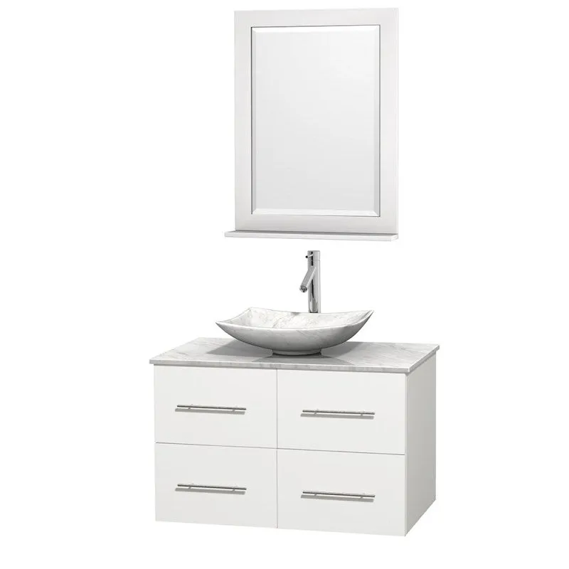 Wyndham Collection Centra 36" Single Bathroom Vanity Set for Vessel Sink - Matte White WC-WHE009-36-SGL-VAN-WHT