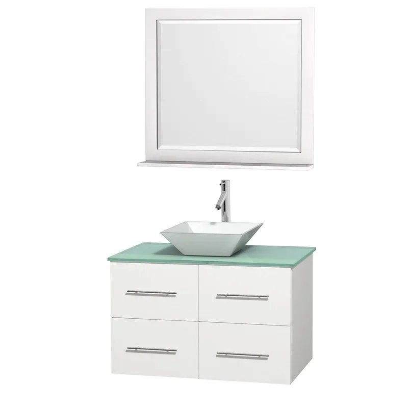 Wyndham Collection Centra 36" Single Bathroom Vanity Set for Vessel Sink - Matte White WC-WHE009-36-SGL-VAN-WHT