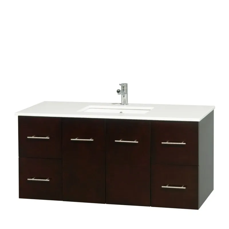 Wyndham Collection Centra 48" Single Bathroom Vanity for Undermount Sinks - Espresso WC-WHE009-48-SGL-VAN-ESP-