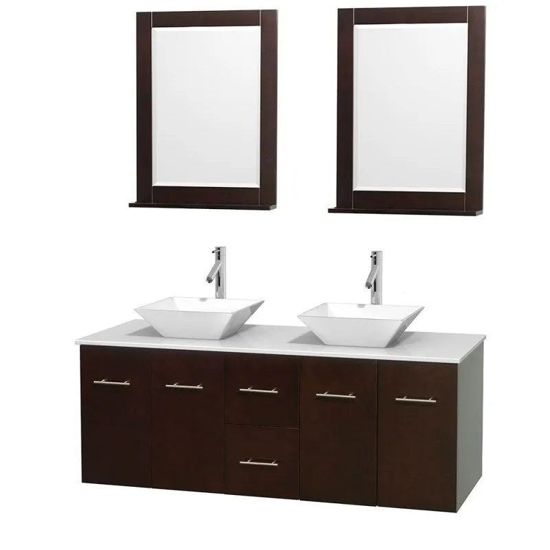 Wyndham Collection Centra 60" Double Bathroom Vanity Set for Vessel Sinks - Espresso WC-WHE009-60-DBL-VAN-ESP