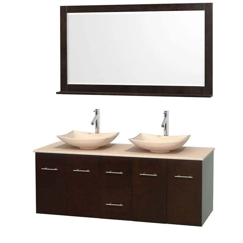 Wyndham Collection Centra 60" Double Bathroom Vanity Set for Vessel Sinks - Espresso WC-WHE009-60-DBL-VAN-ESP