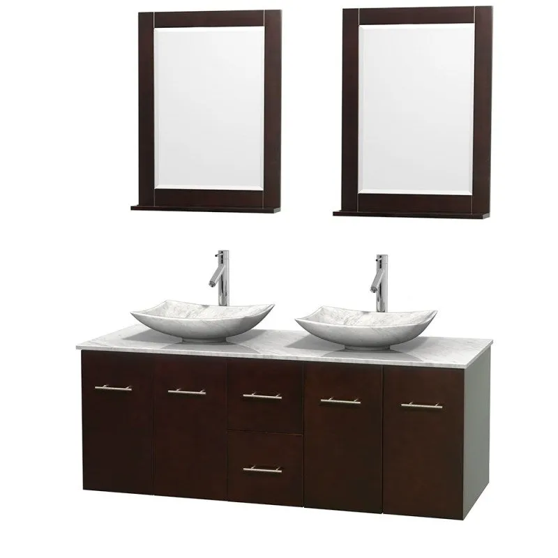 Wyndham Collection Centra 60" Double Bathroom Vanity Set for Vessel Sinks - Espresso WC-WHE009-60-DBL-VAN-ESP