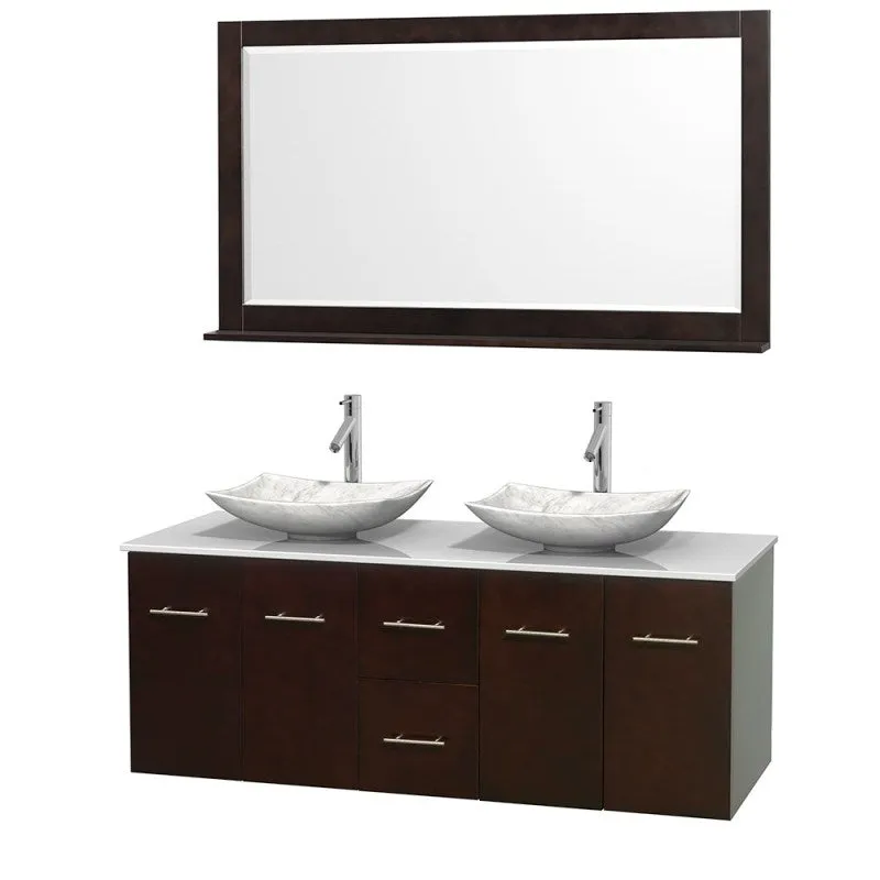 Wyndham Collection Centra 60" Double Bathroom Vanity Set for Vessel Sinks - Espresso WC-WHE009-60-DBL-VAN-ESP