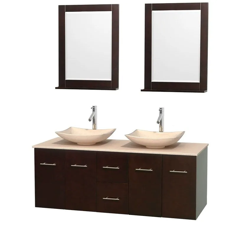 Wyndham Collection Centra 60" Double Bathroom Vanity Set for Vessel Sinks - Espresso WC-WHE009-60-DBL-VAN-ESP