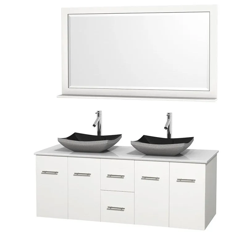 Wyndham Collection Centra 60" Double Bathroom Vanity Set for Vessel Sinks - Matte White WC-WHE009-60-DBL-VAN-WHT