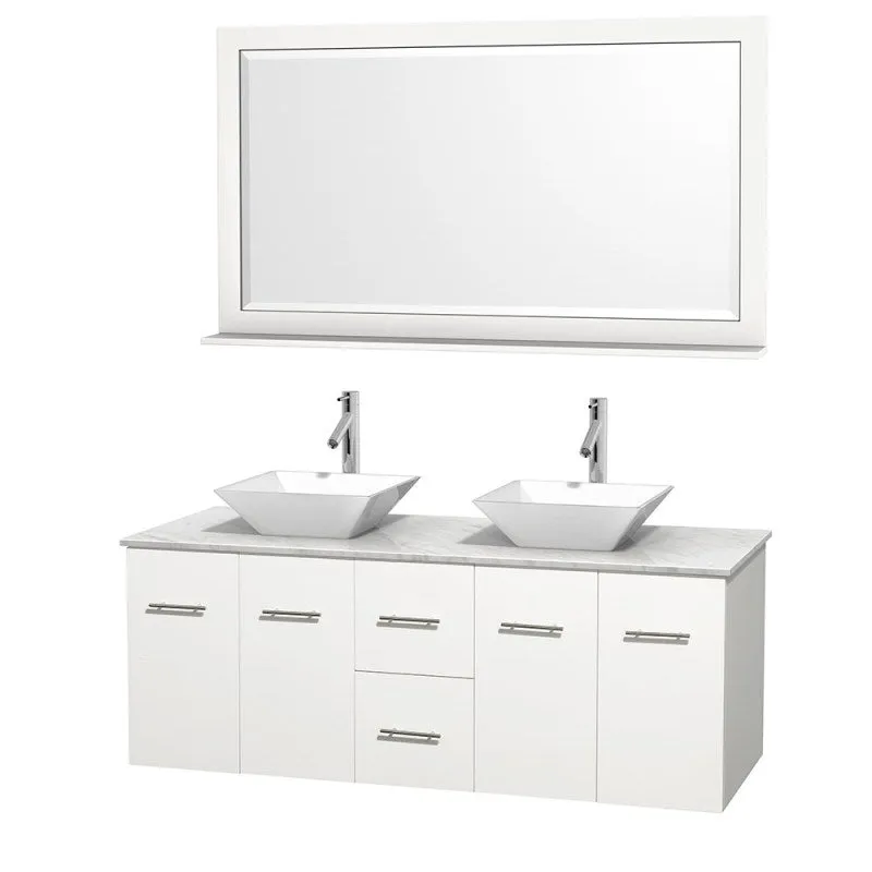 Wyndham Collection Centra 60" Double Bathroom Vanity Set for Vessel Sinks - Matte White WC-WHE009-60-DBL-VAN-WHT