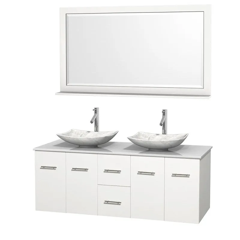 Wyndham Collection Centra 60" Double Bathroom Vanity Set for Vessel Sinks - Matte White WC-WHE009-60-DBL-VAN-WHT