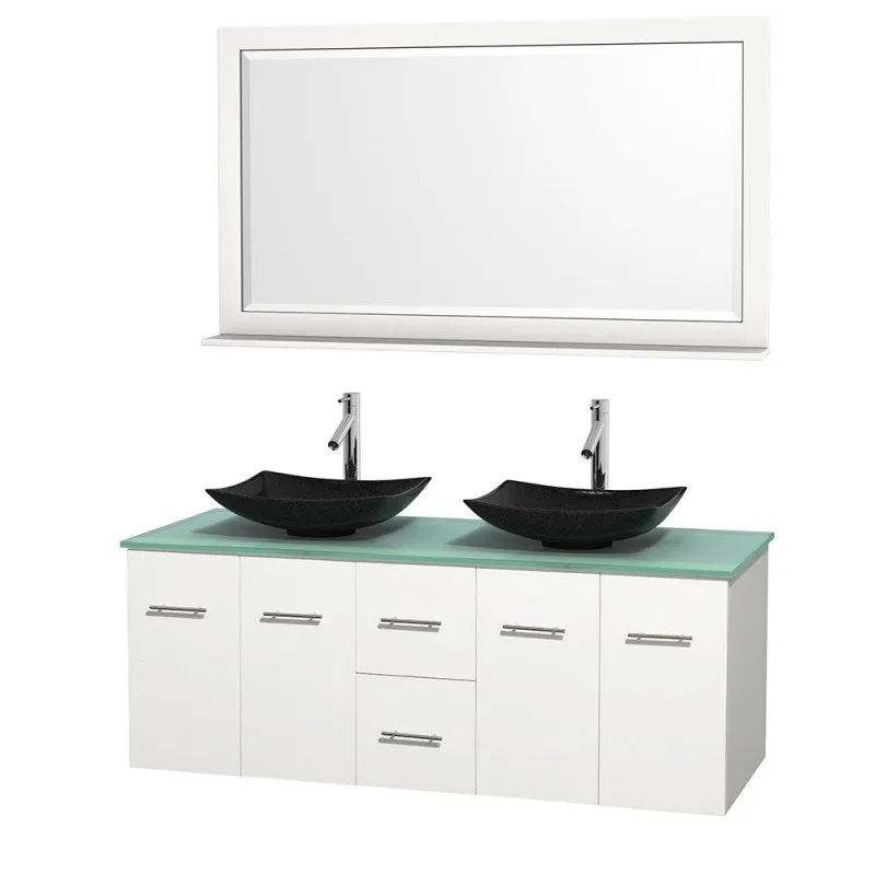 Wyndham Collection Centra 60" Double Bathroom Vanity Set for Vessel Sinks - Matte White WC-WHE009-60-DBL-VAN-WHT