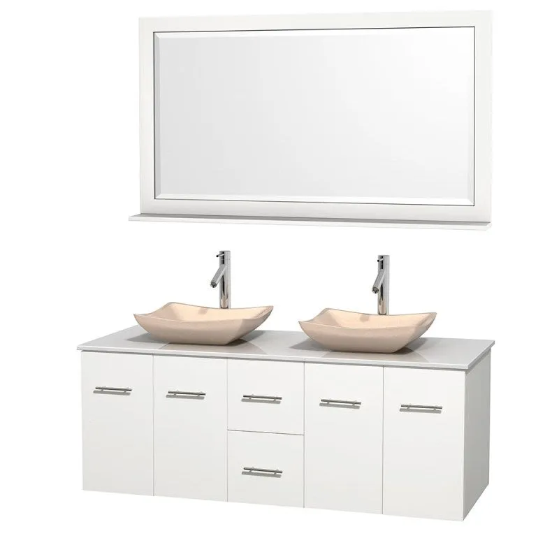 Wyndham Collection Centra 60" Double Bathroom Vanity Set for Vessel Sinks - Matte White WC-WHE009-60-DBL-VAN-WHT