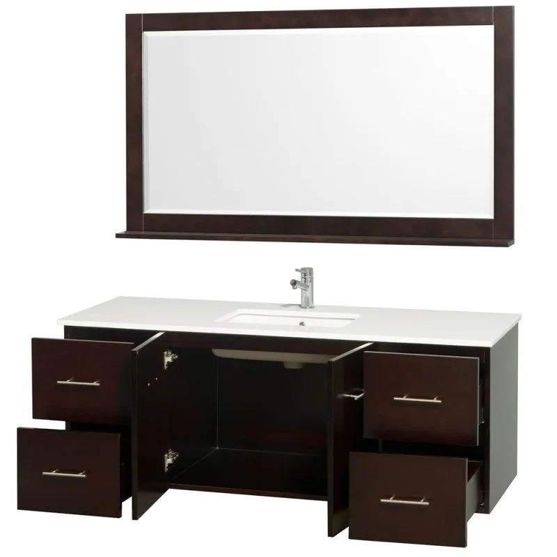 Wyndham Collection Centra 60" Single Bathroom Vanity for Undermount Sinks - Espresso WC-WHE009-60-SGL-VAN-ESP-