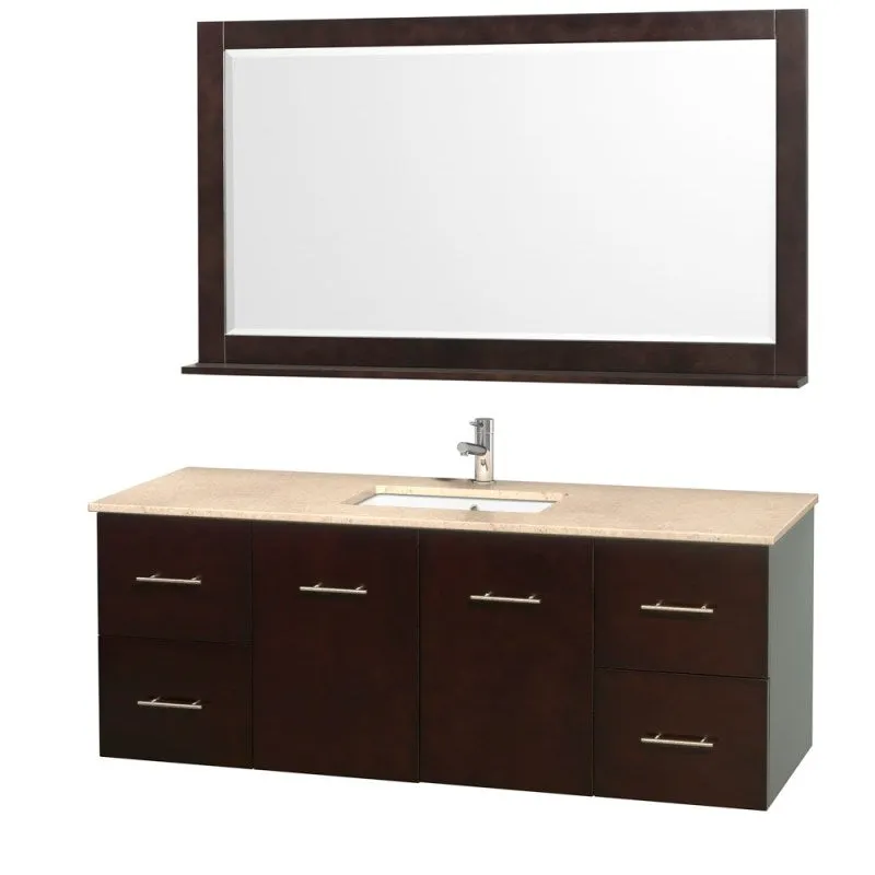 Wyndham Collection Centra 60" Single Bathroom Vanity for Undermount Sinks - Espresso WC-WHE009-60-SGL-VAN-ESP-