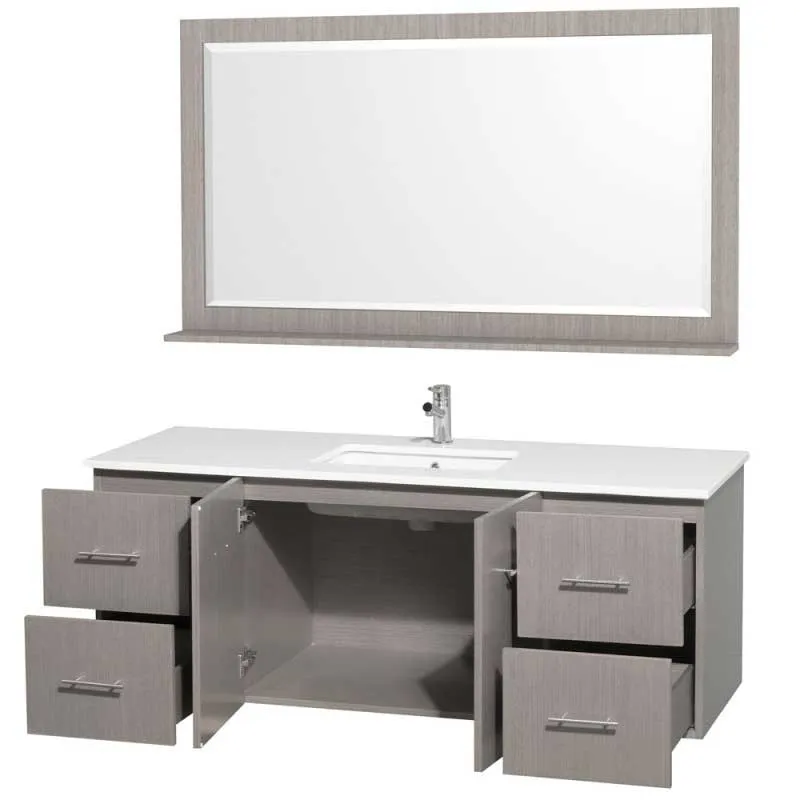 Wyndham Collection Centra 60" Single Bathroom Vanity for Undermount Sinks - Gray Oak WC-WHE009-60-SGL-VAN-GRO-