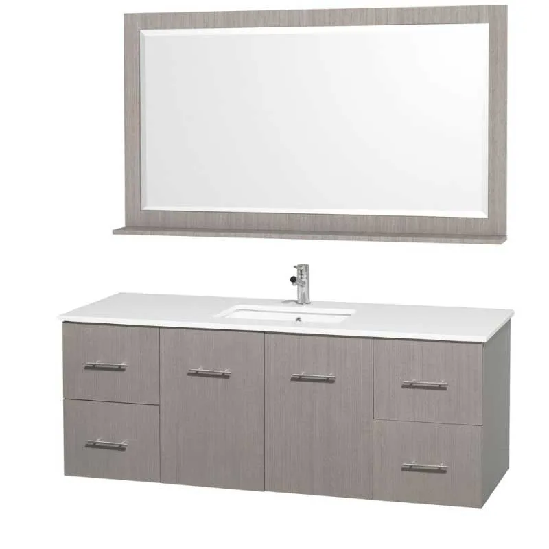 Wyndham Collection Centra 60" Single Bathroom Vanity for Undermount Sinks - Gray Oak WC-WHE009-60-SGL-VAN-GRO-