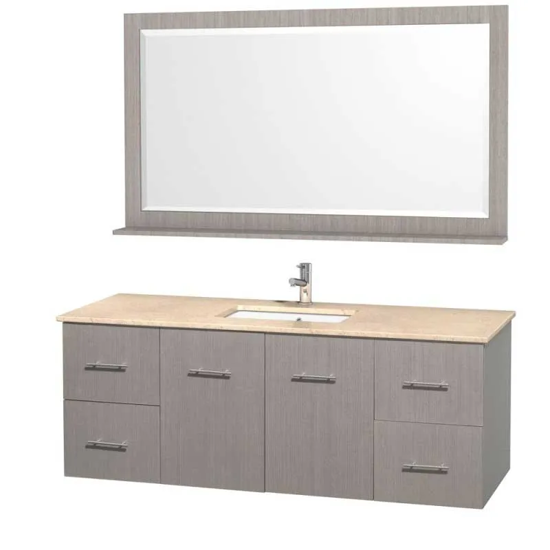 Wyndham Collection Centra 60" Single Bathroom Vanity for Undermount Sinks - Gray Oak WC-WHE009-60-SGL-VAN-GRO-