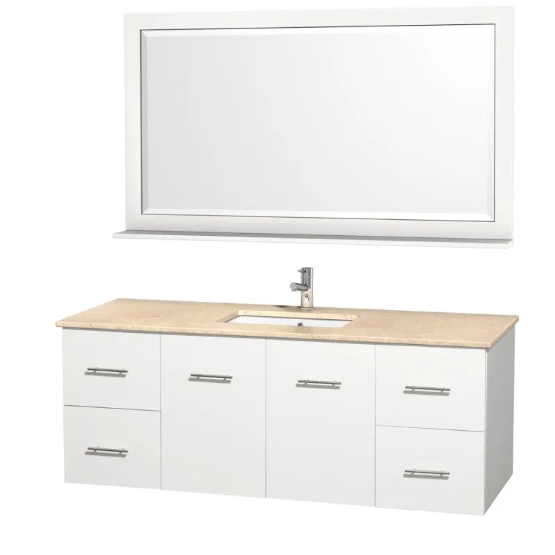 Wyndham Collection Centra 60" Single Bathroom Vanity for Undermount Sinks - Matte White WC-WHE009-60-SGL-VAN-WHT-