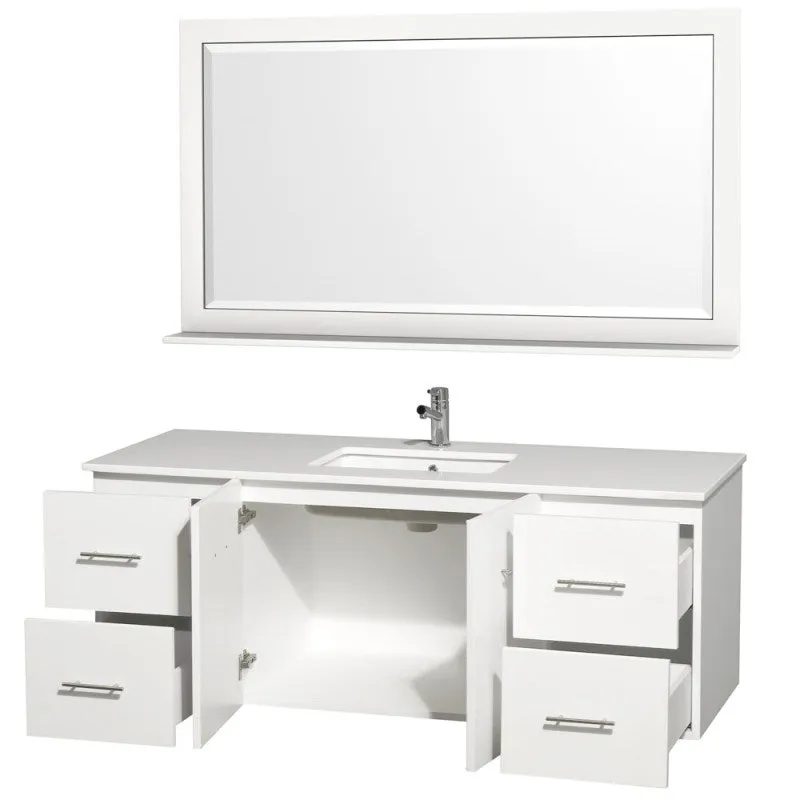 Wyndham Collection Centra 60" Single Bathroom Vanity for Undermount Sinks - Matte White WC-WHE009-60-SGL-VAN-WHT-