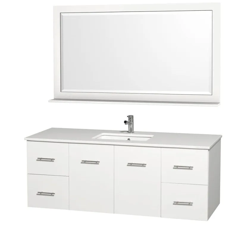 Wyndham Collection Centra 60" Single Bathroom Vanity for Undermount Sinks - Matte White WC-WHE009-60-SGL-VAN-WHT-