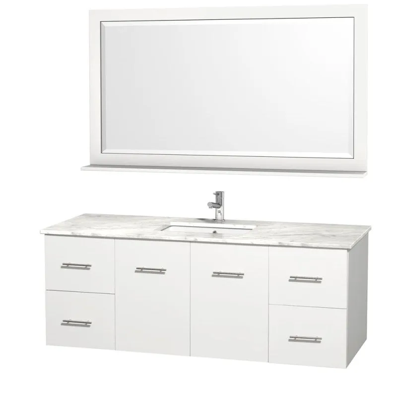 Wyndham Collection Centra 60" Single Bathroom Vanity for Undermount Sinks - Matte White WC-WHE009-60-SGL-VAN-WHT-