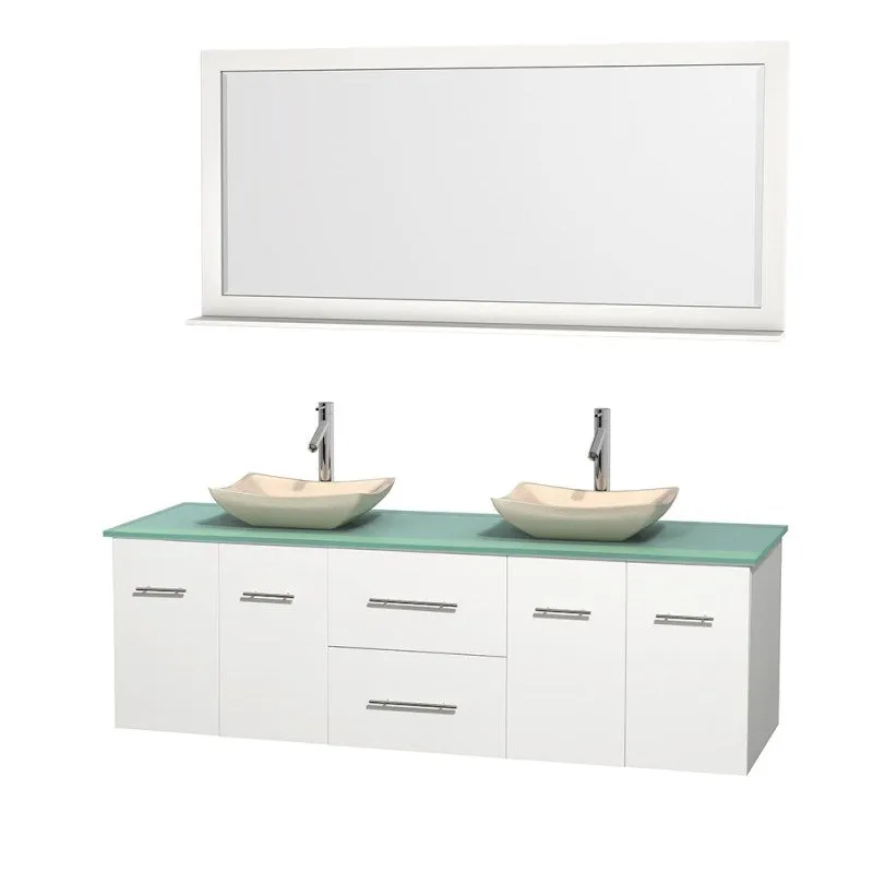 Wyndham Collection Centra 72" Double Bathroom Vanity Set for Vessel Sinks - Matte White WC-WHE009-72-DBL-VAN-WHT
