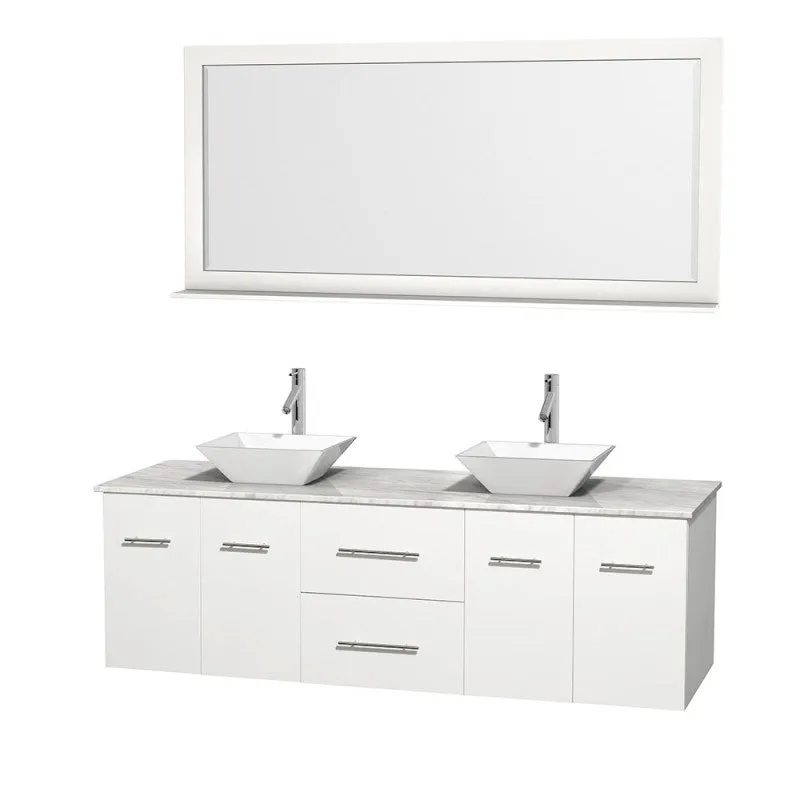 Wyndham Collection Centra 72" Double Bathroom Vanity Set for Vessel Sinks - Matte White WC-WHE009-72-DBL-VAN-WHT