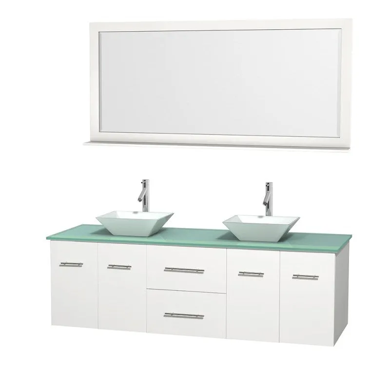 Wyndham Collection Centra 72" Double Bathroom Vanity Set for Vessel Sinks - Matte White WC-WHE009-72-DBL-VAN-WHT