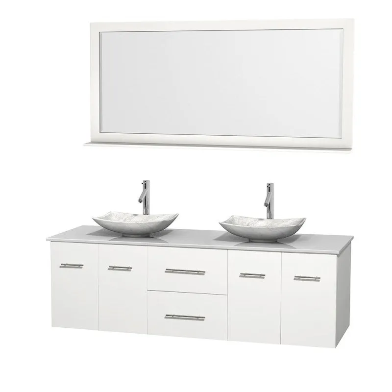 Wyndham Collection Centra 72" Double Bathroom Vanity Set for Vessel Sinks - Matte White WC-WHE009-72-DBL-VAN-WHT