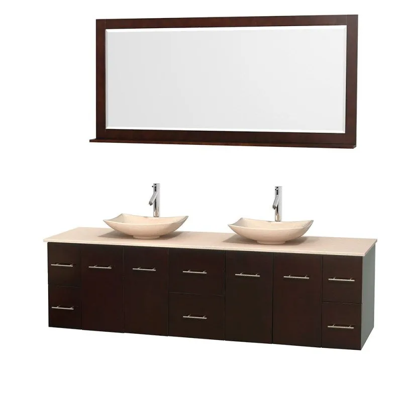 Wyndham Collection Centra 80" Double Bathroom Vanity Set for Vessel Sinks - Espresso WC-WHE009-80-DBL-VAN-ESP