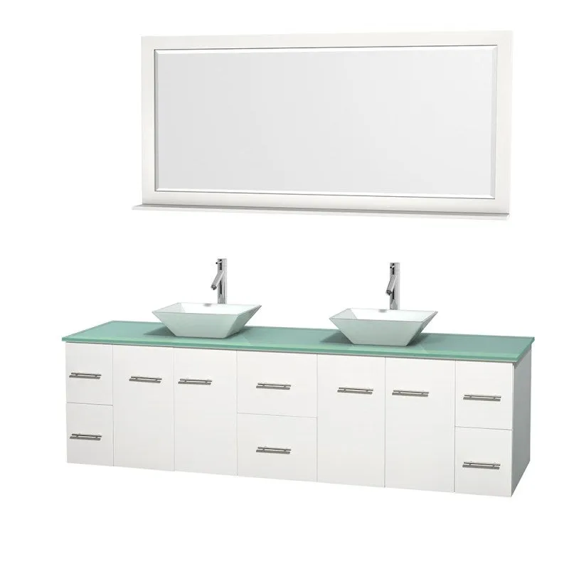 Wyndham Collection Centra 80" Double Bathroom Vanity Set for Vessel Sinks - Matte White WC-WHE009-80-DBL-VAN-WHT