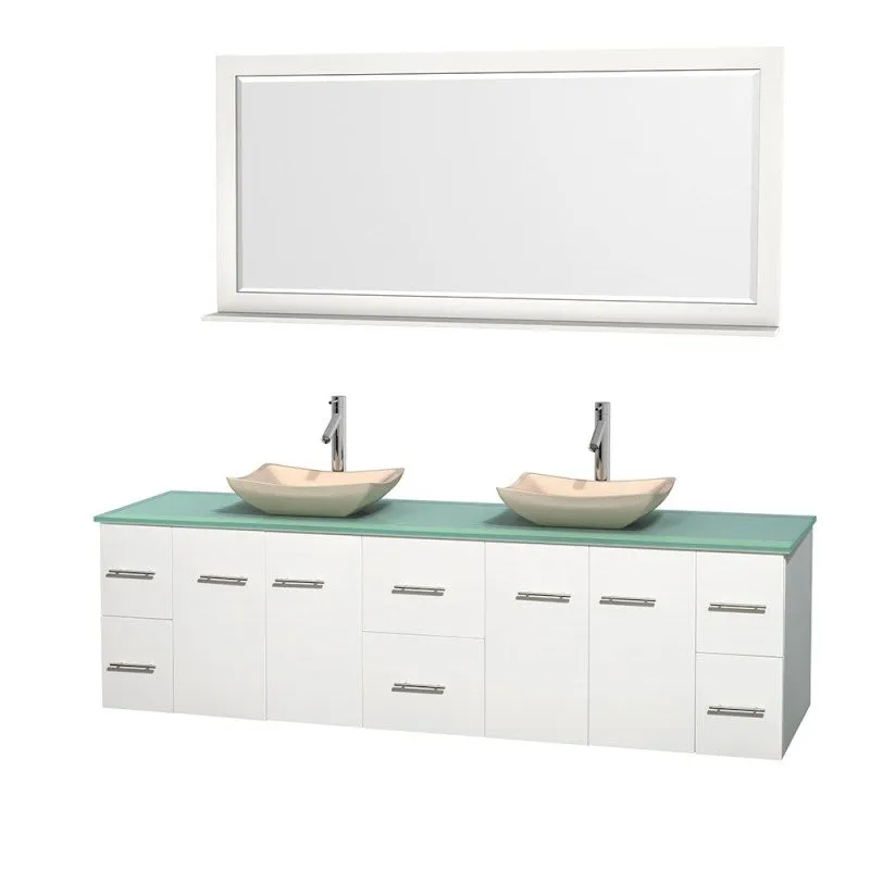 Wyndham Collection Centra 80" Double Bathroom Vanity Set for Vessel Sinks - Matte White WC-WHE009-80-DBL-VAN-WHT