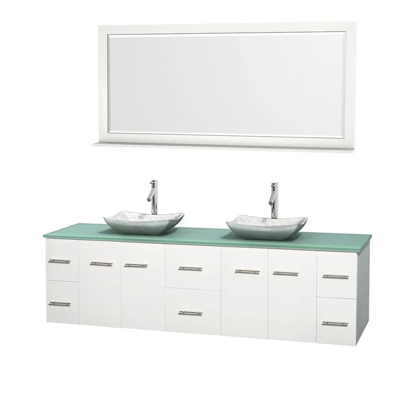 Wyndham Collection Centra 80" Double Bathroom Vanity Set for Vessel Sinks - Matte White WC-WHE009-80-DBL-VAN-WHT