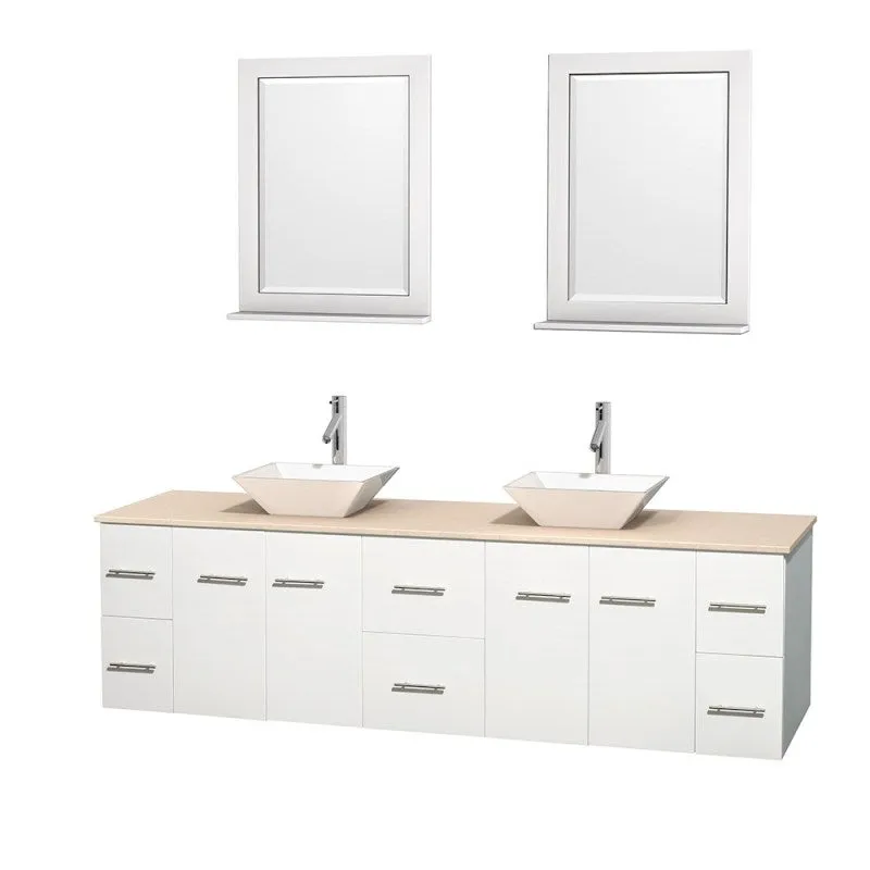 Wyndham Collection Centra 80" Double Bathroom Vanity Set for Vessel Sinks - Matte White WC-WHE009-80-DBL-VAN-WHT