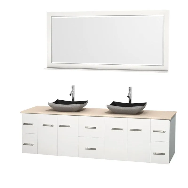 Wyndham Collection Centra 80" Double Bathroom Vanity Set for Vessel Sinks - Matte White WC-WHE009-80-DBL-VAN-WHT