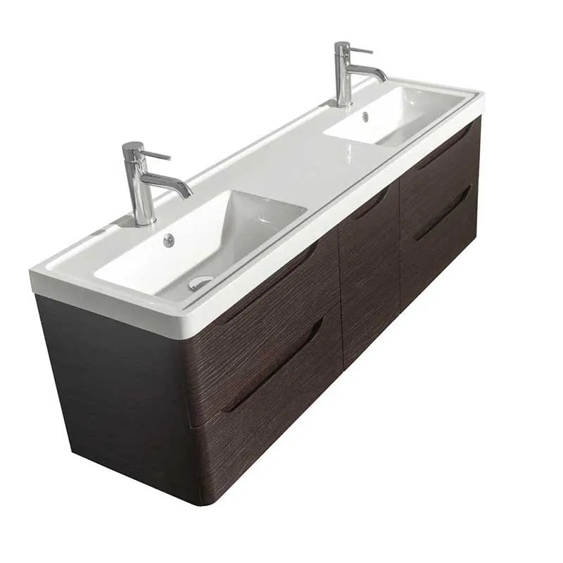 Wyndham Collection Murano 60 inch Double Bathroom Vanity in Espresso, Acrylic-Resin Countertop, Integrated Sinks, and 24 inch Mirrors