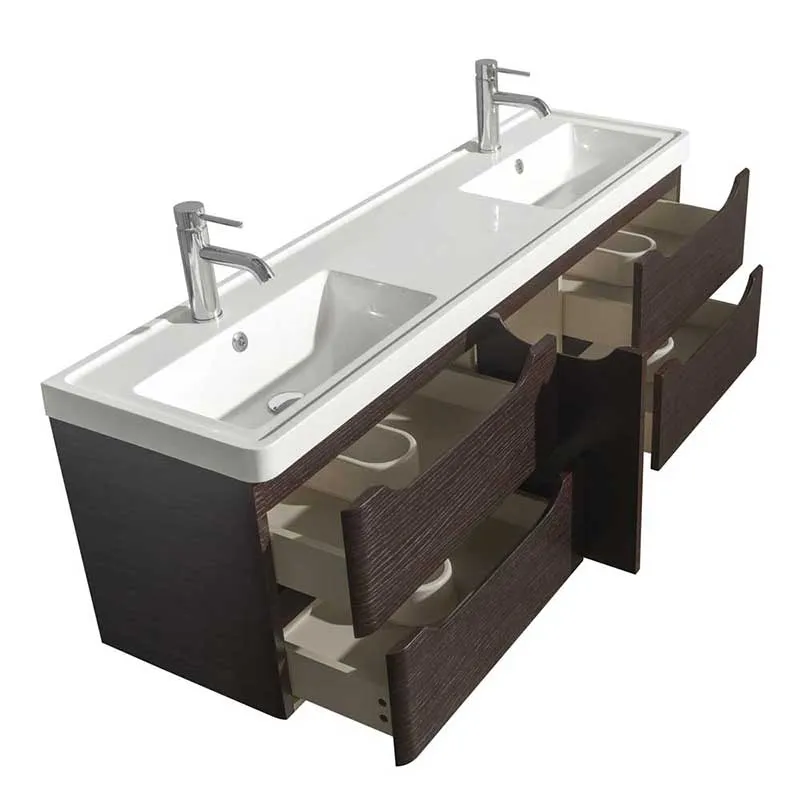 Wyndham Collection Murano 60 inch Double Bathroom Vanity in Espresso, Acrylic-Resin Countertop, Integrated Sinks, and 24 inch Mirrors