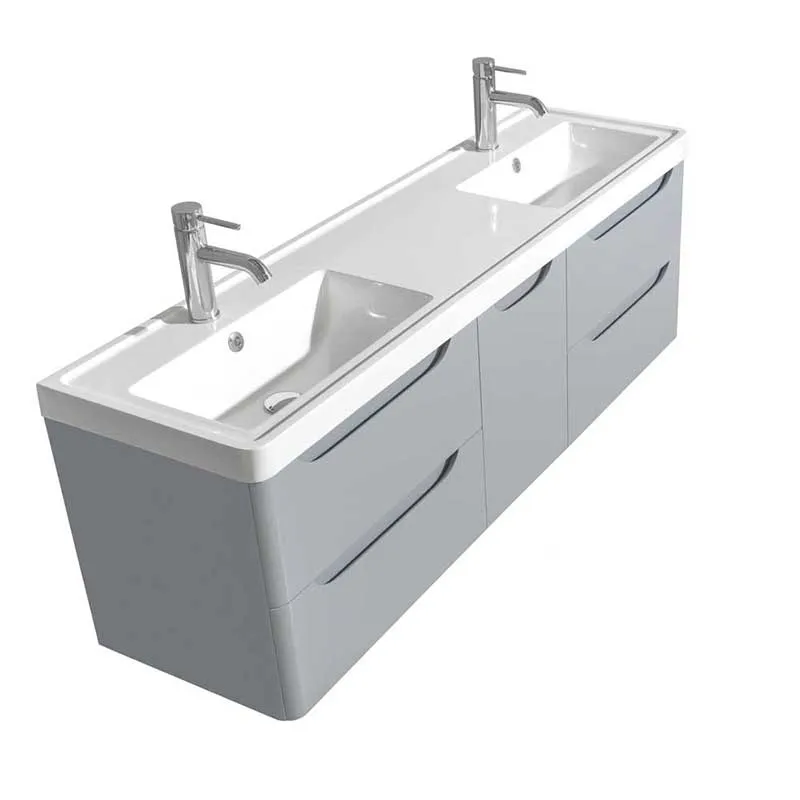 Wyndham Collection Murano 60 inch Double Bathroom Vanity in Gray, Acrylic-Resin Countertop, Integrated Sinks, and 24 inch Mirrors