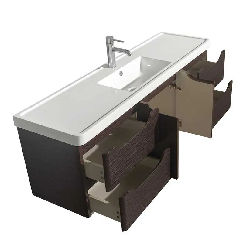 Wyndham Collection Murano 60 inch Single Bathroom Vanity in Espresso, Acrylic-Resin Countertop, Integrated Sink, and 58 inch Mirror