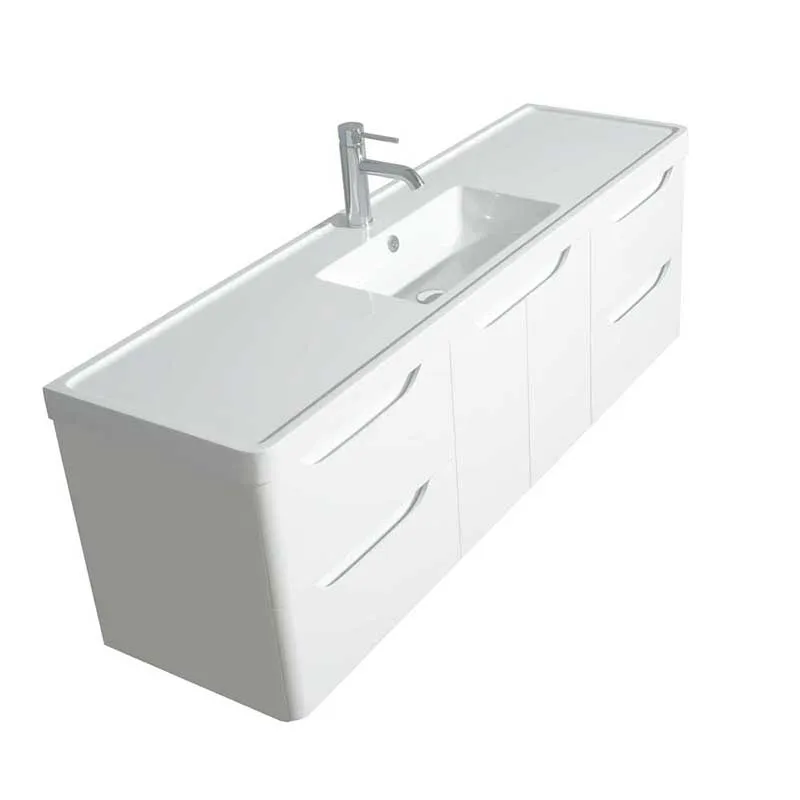 Wyndham Collection Murano 60 inch Single Bathroom Vanity in Glossy White, Acrylic-Resin Countertop, Integrated Sink, and 58 inch Mirror