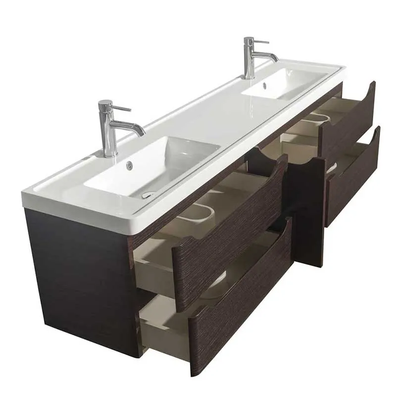 Wyndham Collection Murano 72 inch Double Bathroom Vanity in Espresso, Acrylic-Resin Countertop, Integrated Sinks, and 24 inch Mirrors