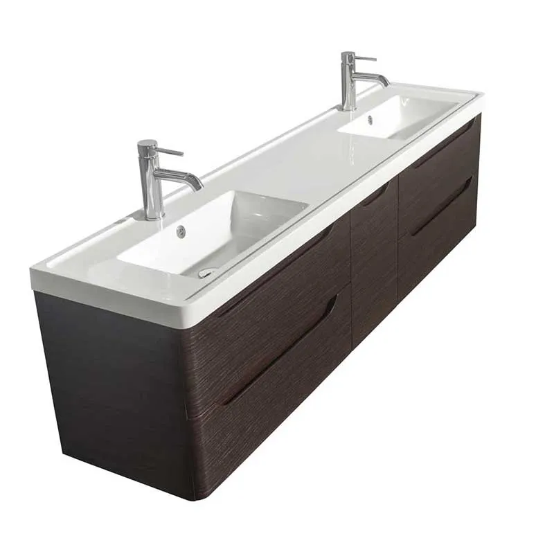 Wyndham Collection Murano 72 inch Double Bathroom Vanity in Espresso, Acrylic-Resin Countertop, Integrated Sinks, and 24 inch Mirrors