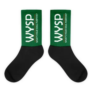 WYSP - What's Your Soul Purpose? - Bold - White - Green & Black Foot Sublimated Socks