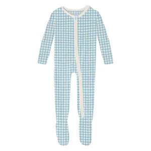 Zipper Footie | Seaside Blue Gingham