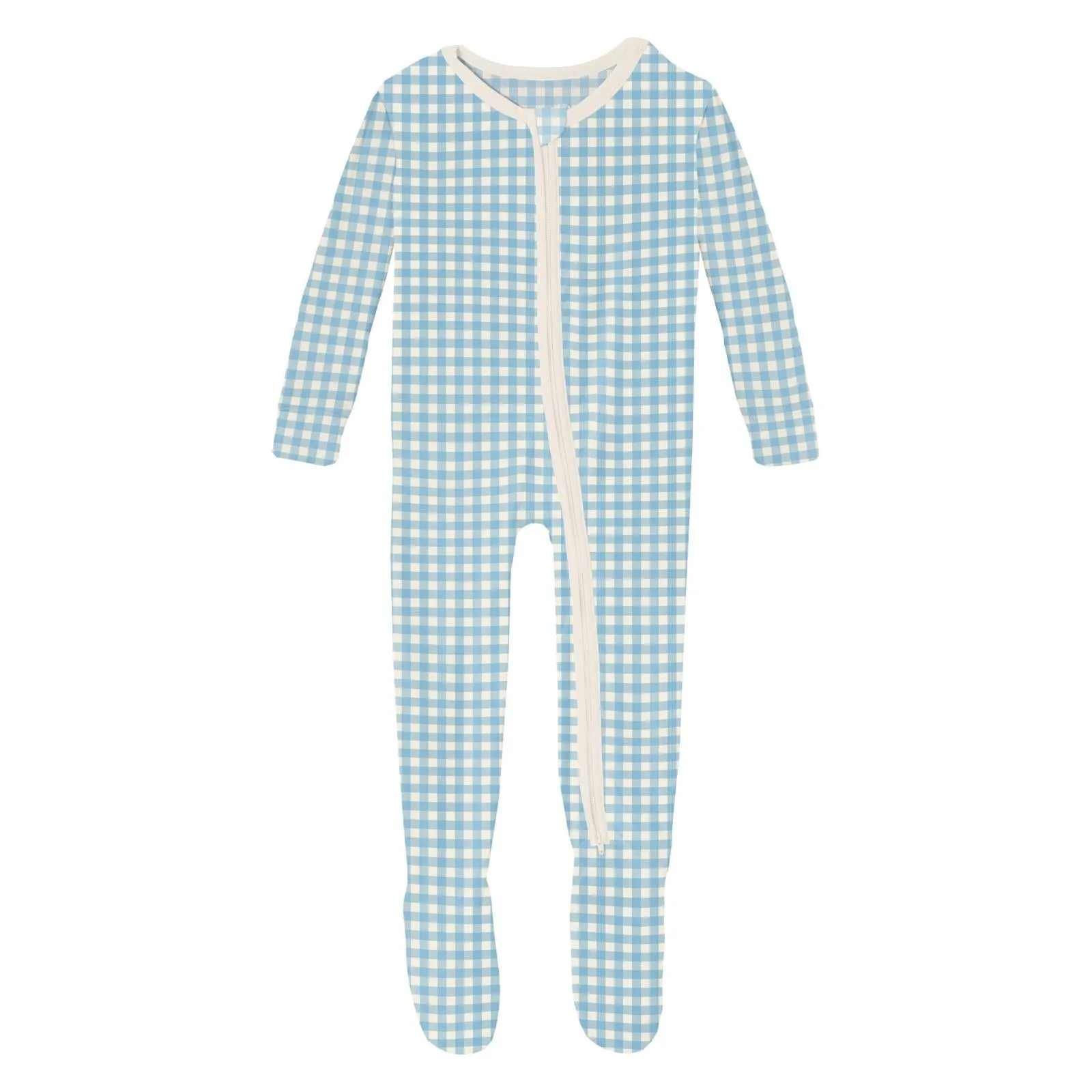 Zipper Footie | Seaside Blue Gingham